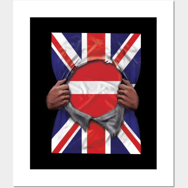 Latvia Flag Great Britain Flag Ripped - Gift for Latvian From Latvia Wall Art by Country Flags